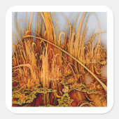 Gouden reflecties  vierkante sticker (Voorkant)