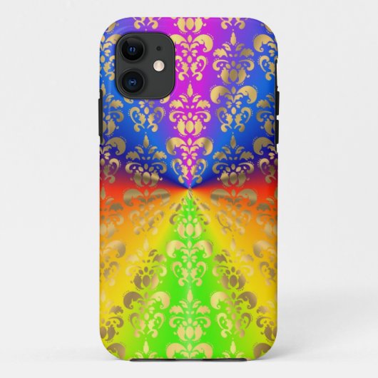 Gouden regenboog damast Case-Mate iPhone case (Achterkant)