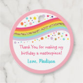 Gouden Regenboog Kunst Partij Verjaardag Dank u Bedankjes Labels (Voorkant)