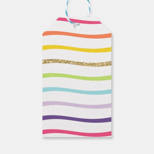 Gouden Regenboog Kunst Partij Verjaardag Dank u Cadeaulabel (Achterkant)