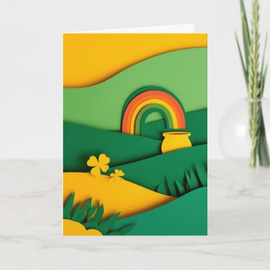 Gouden Regenboog Pot Volle Geluk Kaart (Voorkant)