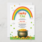 Gouden regenboog St Patricks Day Lucky 1st Birthda Kaart (Voorkant)
