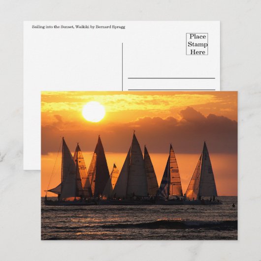 Gouden reis - Waikiki Sunset Sail Feestdagenkaart (Voorkant / Achterkant)