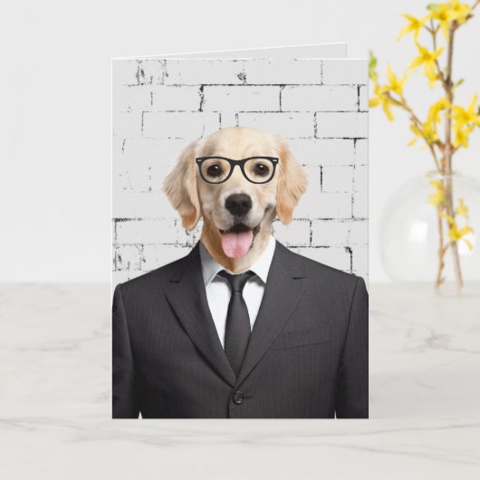 gouden rekwieg in pak en bril kaart (Gele Bloem)