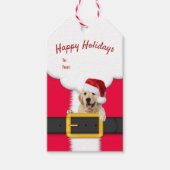 gouden rekwieg met Santa hat Cadeaulabel (Voorkant)