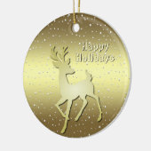 Gouden Rendier Besneeuwd Kerst Ornament (Links)