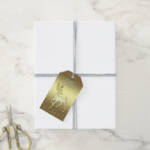 Gouden Rendier Besneeuwde Kerstcadeaubijsluiter Cadeaulabel (Met Touw)