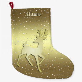 Gouden Rendier Besneeuwde Kerstsok