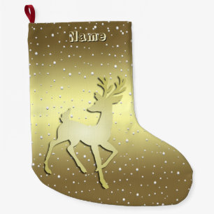 Gouden Rendier Besneeuwde Kerstsok