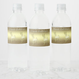 Gouden Rendier Besneeuwde Waterfles Label Etiket