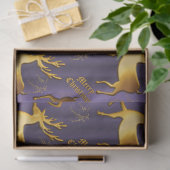 Gouden rendier, Goud Vrolijk Kerstmis Paarse Tissuepapier (Geschenk)