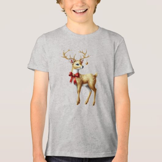 Gouden Rendier Jongens T-Shirt (Voorkant)