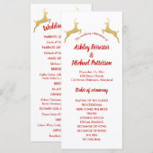 Gouden rendier | Kerst | Trouwprogramma Programmakaart (Voorkant / Achterkant)