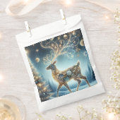 Gouden rendier Kerstballen Blauwe Lucht Bedankzakje (Geknipt)