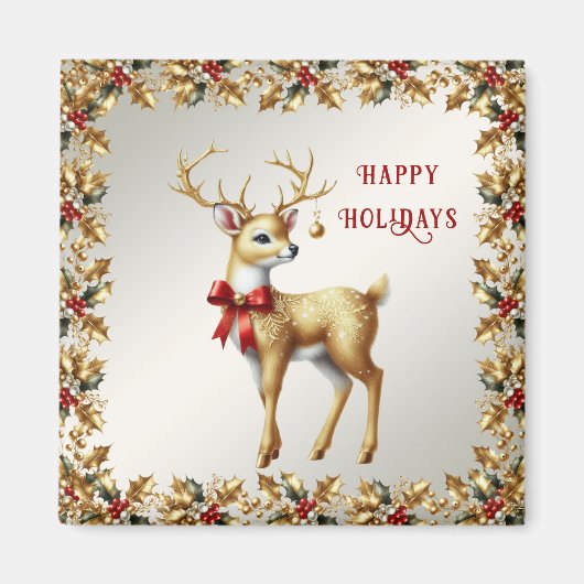 Gouden Rendier Kerstmagneet Magneet (Voorkant)