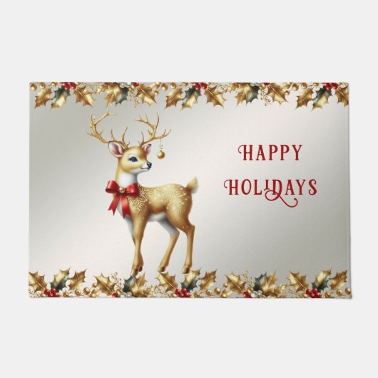 Gouden Rendier Kerstmat Deurmat (Voorkant)