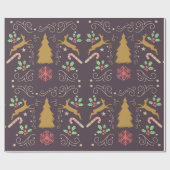 Gouden Rendier Kerstmis Cadeaupapier (Vlak)