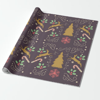 Gouden Rendier Kerstmis Cadeaupapier