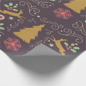 Gouden Rendier Kerstmis Cadeaupapier (Hoek)