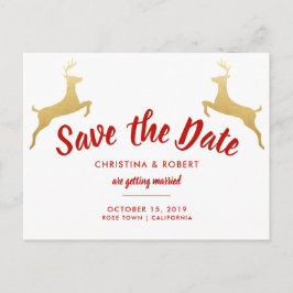 Gouden rendier | Kerstmis | Trouw Huwelijksaankond Aankondigingskaart