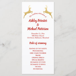 Gouden rendier | Kerstmis | Trouwprogramma Programmakaart