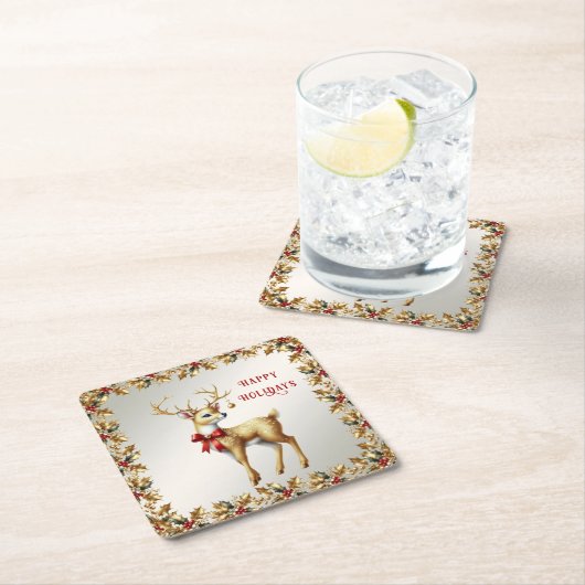 Gouden Rendier Kerstpapier Onderzetter (Insitu)