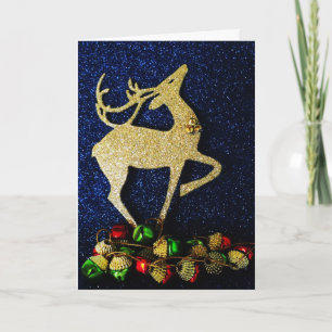 Gouden rendier met Jingle Bells Kaart