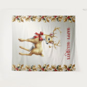 Gouden rendier vakantie achtergrond wandkleed (Voorkant (horizontaal))