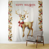 Gouden rendier vakantie achtergrond wandkleed (In situ)