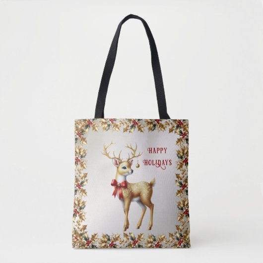 Gouden rendier vakantie Canvas tas (Voorkant)