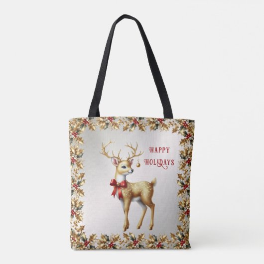 Gouden rendier vakantie Canvas tas (Achterkant)