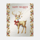 Gouden rendier vakantie fleece deken (Voorkant)