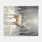Gouden rendier vakantie fleece deken (Voorkant (Horizontaal))