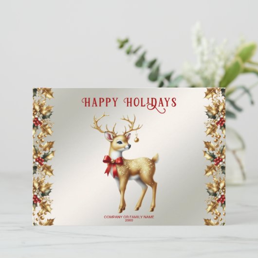 Gouden rendier vakantie Kaart (Staand voorkant)