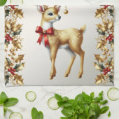 Gouden Rendier Vakantie Keuken Handdoek (Gevouwen)