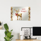 Gouden rendier vakantie Poster (Thuiskantoor)