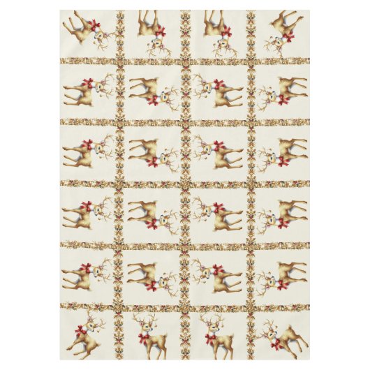 Gouden rendier vakantie tafelkleed (Voorkant)