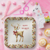 Gouden rendier Vakantiepapier Bord (Feest)