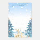 Gouden rendieren, blauwe dennenbomen post-it® notes (Voorkant)