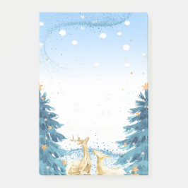 Gouden rendieren, blauwe dennenbomen post-it® notes