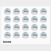 Gouden rendieren, bos, String Lights Landschap Ronde Sticker (Vel)