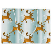 Gouden rendieren op Bleke Aqua Kerstmis Groot Cadeauzakje (Achterkant)