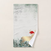 Gouden rendieren, Santa Hat, Sneeuwvlokken, Bos Bad Handdoek (Handdoek)