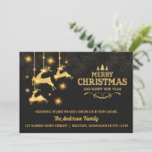 Gouden rendieren vakantie bewegende aankondiging (Staand voorkant)