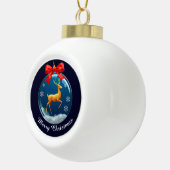 Gouden rendierornament met rode strik keramische bal ornament (Rechts)