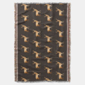 Gouden rendierpatroon op bruin deken (Voorkant Verticaal)