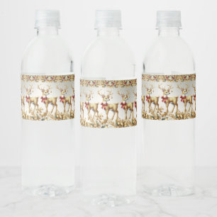 Gouden rendiervakantie waterfles etiket