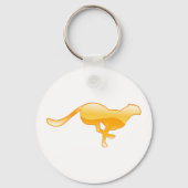 Gouden rennende cheeta-silhouet sleutelhanger (Voorkant)