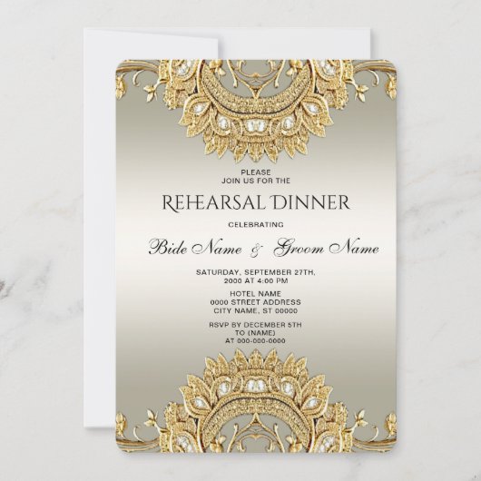 Gouden  repetitie diner kaart (Voorkant)