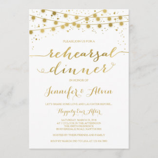Gouden repetitie Diner Uitnodiging, feeërieke lich Kaart